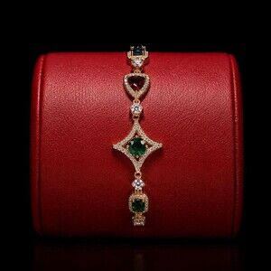 Multicolor Gemstone Tennis Bracelet 8 Inch 736 D